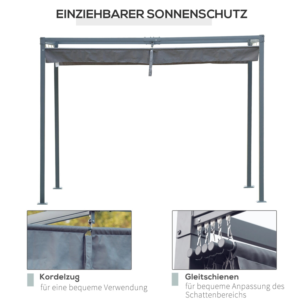 Gazebo da giardino Pergola 4x3m tetto in acciaio per patio gazebo da giardino con tetto regolabile indipendente protezione solare per patio e giardino grigio scuro