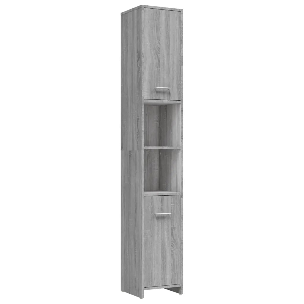 Set Mobili da Bagno | Armadio da bagno 4 pz Grigio Sonoma in Legno Multistrato