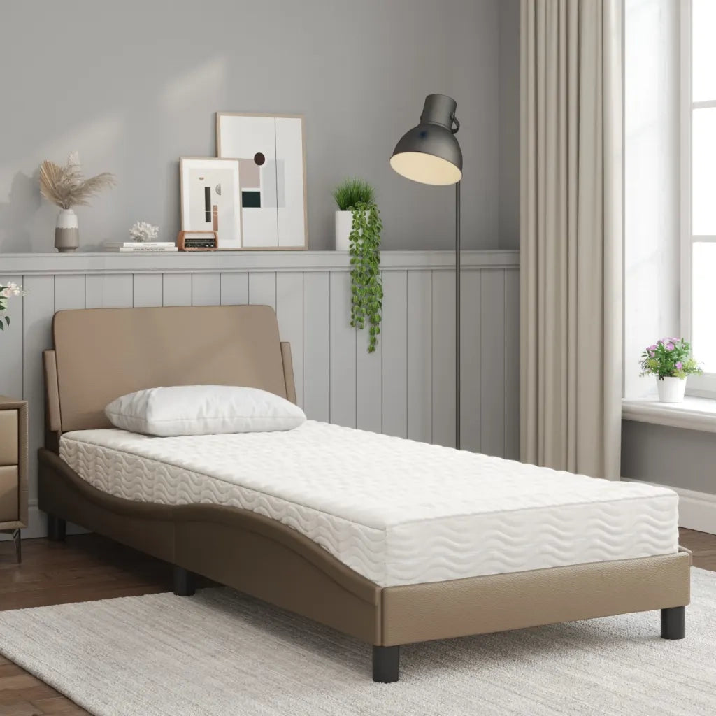 Letto con Materasso Dover Cappuccino 90x200 cm in Similpelle 3208341