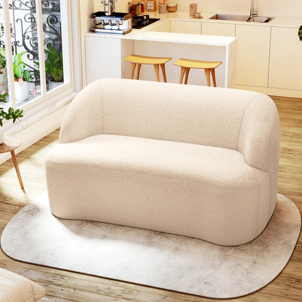 Divano 2 posti tessuto bouclette beige ¨C zephmum ¨C 142 cm