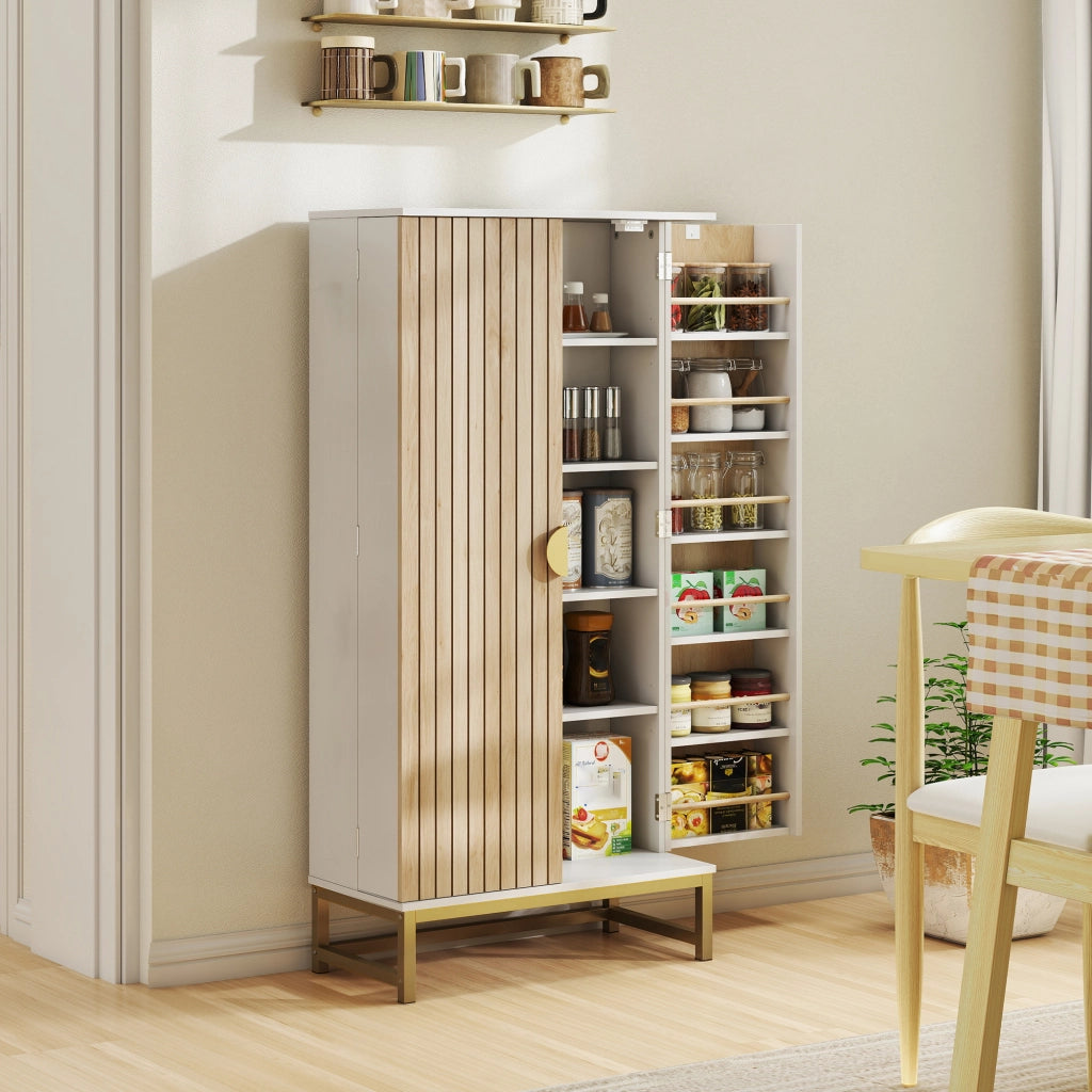 Armadio da cucina con ante e ripiani ¨C zephmum ¨C bianco 58x29x119,5cm