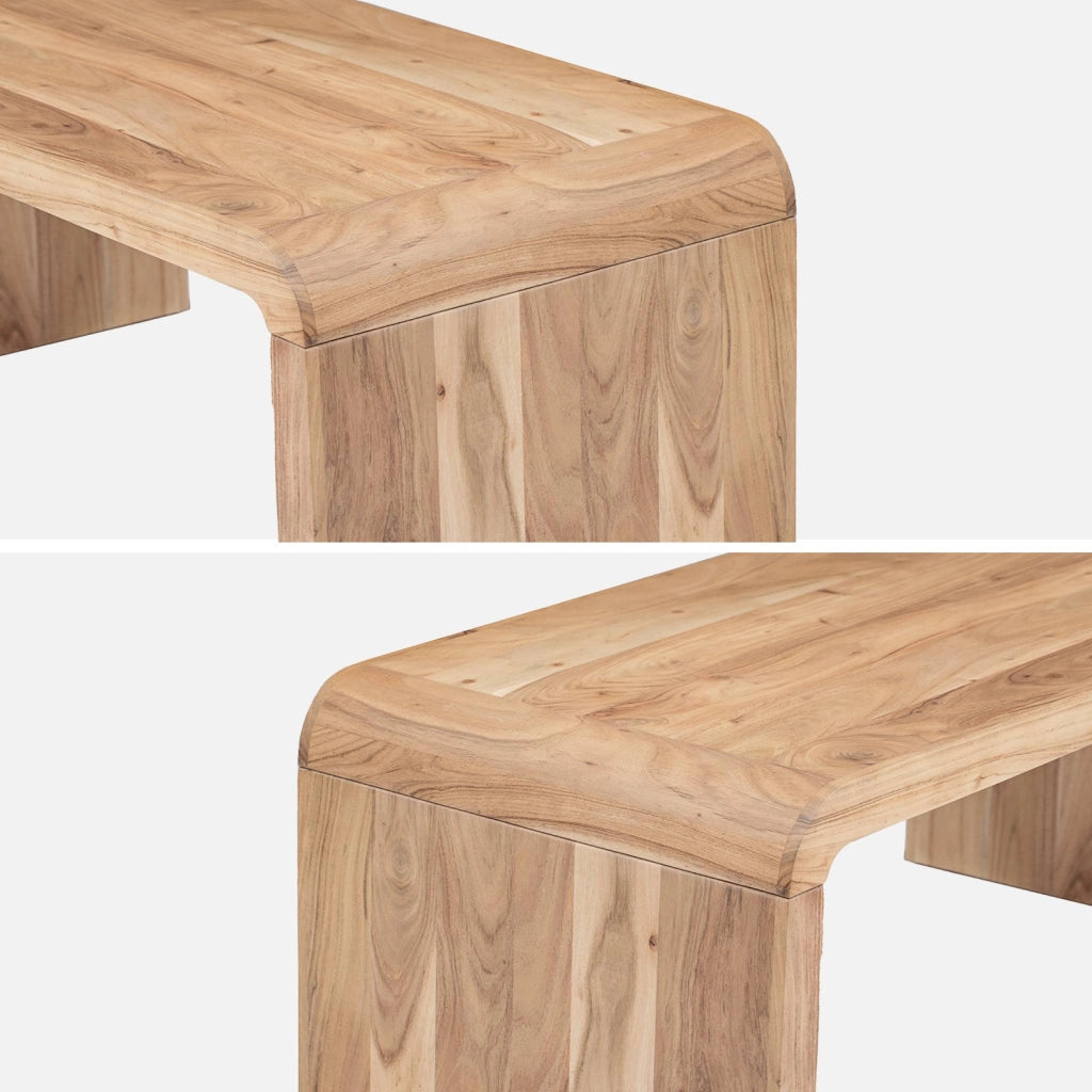 Tavolino rettangolare in legno massello di acacia, marrone naturale