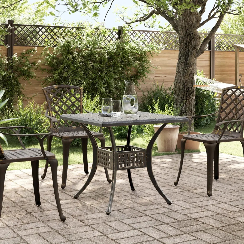 Tavolo da Giardino | Tavolino da esterno Bronzo 80x80x75 cm in Alluminio Pressofuso