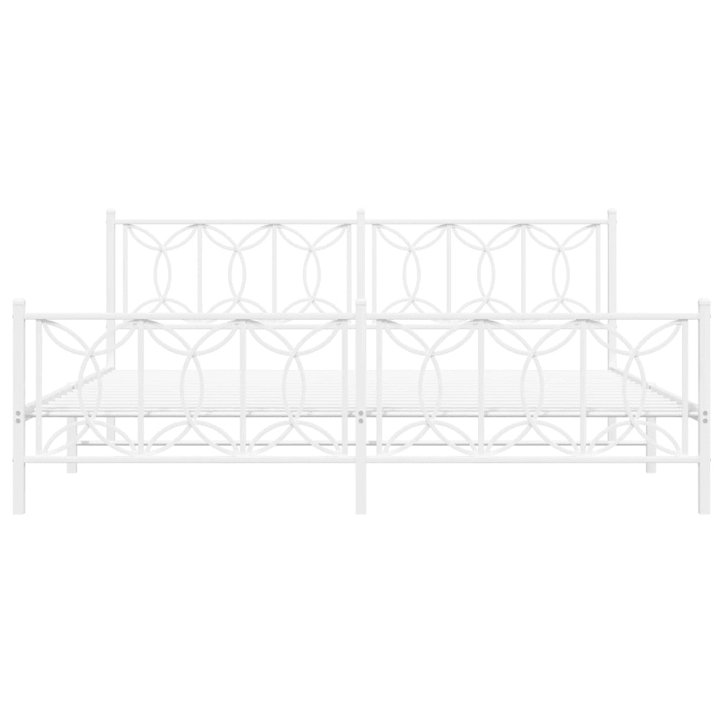 Giroletto con Testiera e Pediera Metallo Bianco 193x203 cm 376201