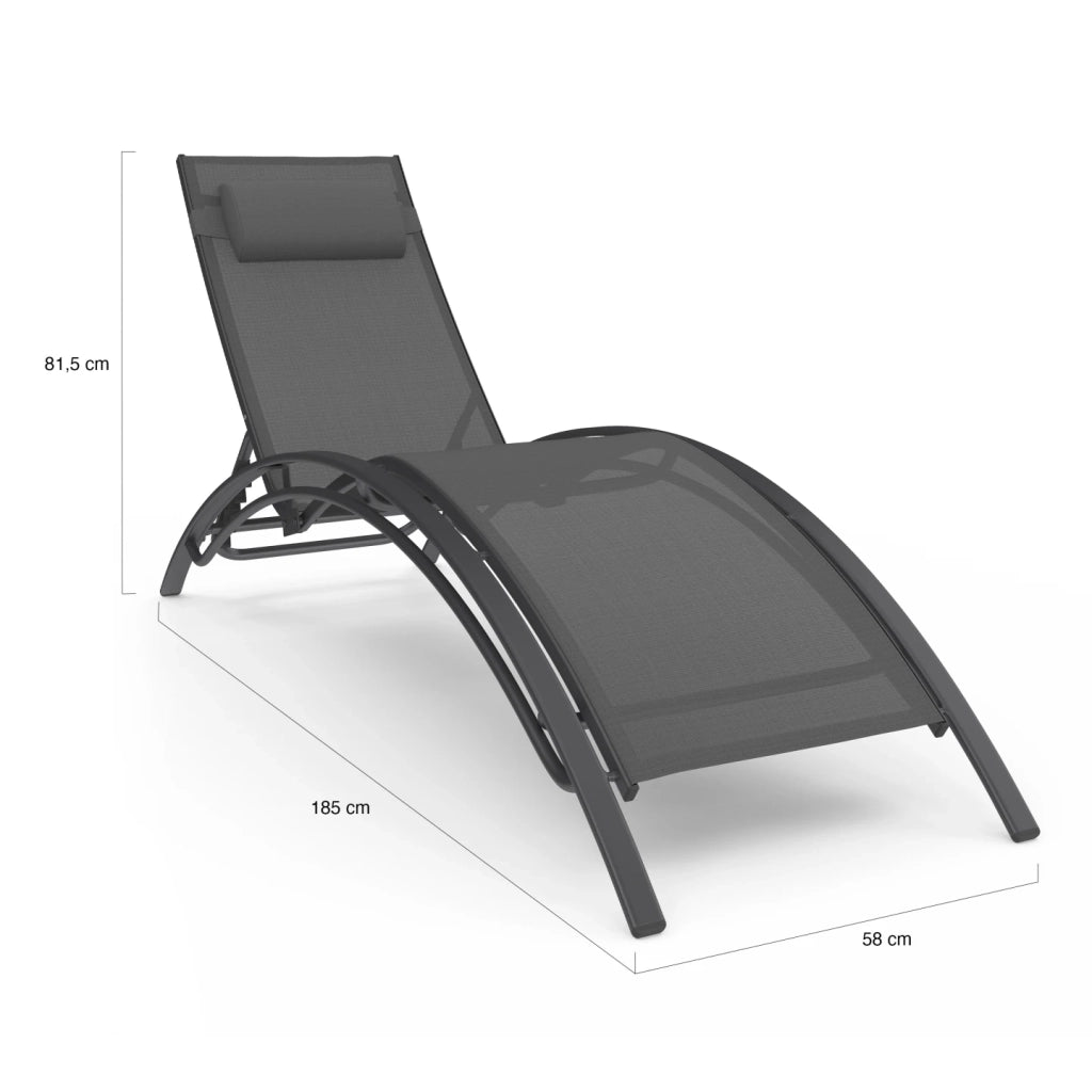 IDMarket - Set di 2 lettini da giardino reclinabili in acciaio HAVANE in tela grigia con cuscini