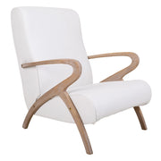 Poltrona in legno imbottita in similpelle bianca 57x55x33/85h