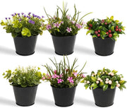 Piantine d'arte Miniature, 6 pezzi, Fiori d'arte in vaso, Piantine d'arte per camera da letto, bagno, soggiorno, cucina, ufficio, casa, decorazione interna - Ciuffo/Fiori