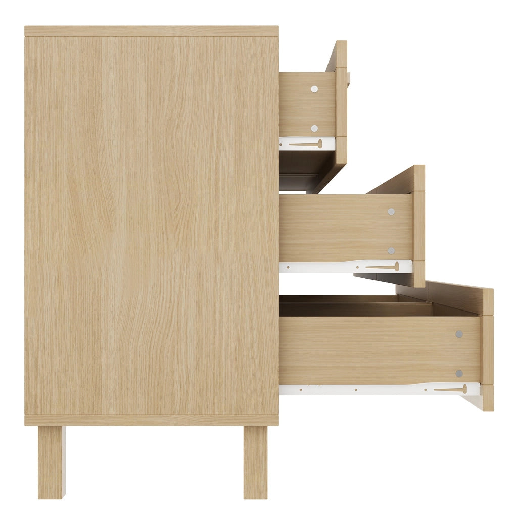 Credenza con 6 cassetti in truciolare effetto legno naturale; 120x75x40 cm