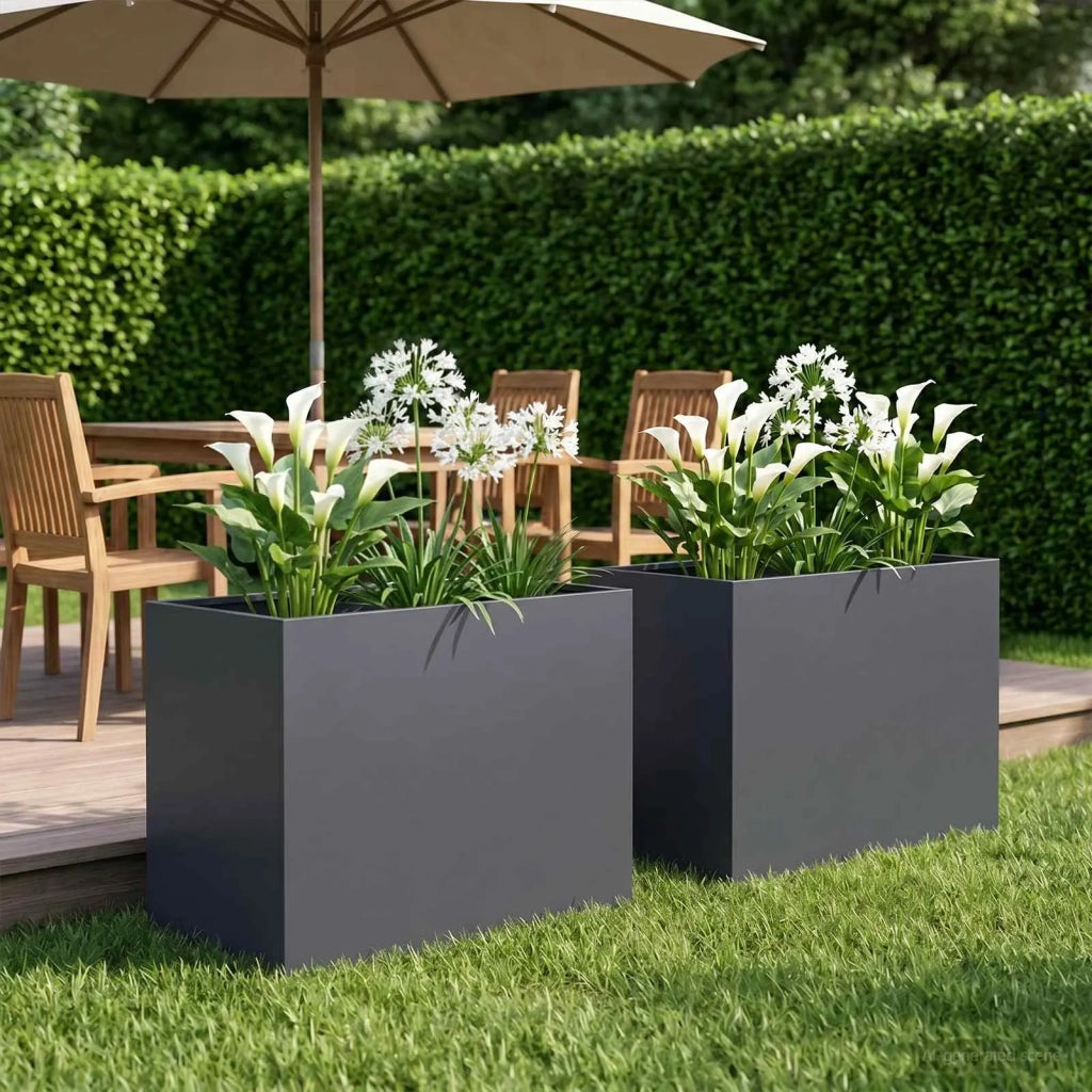 Vaso da giardino 2 pz Antracite 60 x 40 x 50 cm 8005699