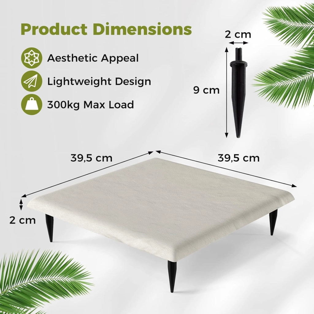 Pedane giardino, 8 pezzi, per marciapiedi, 39,5 x 39,5 cm, lastre in pietra, in plastica, lastre di cemento per aiuole con 32