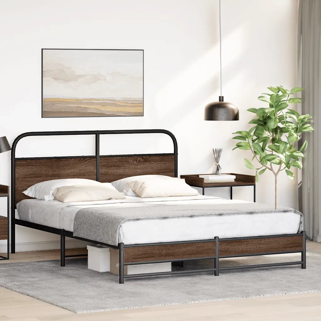 Giroletto senza Materaso in Metallo Rovere Marrone 160x200 cm 3318703