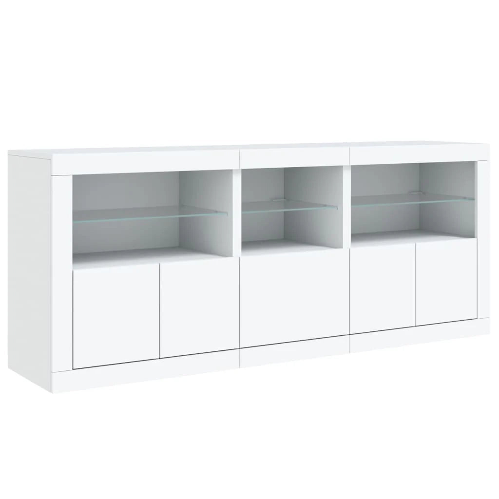 Buffet credenza cassettiera armadio mobile contenitore organizer per cucina soggiorno salotto con luci LED 162 x 37 x 67 cm bianco 02_0029832