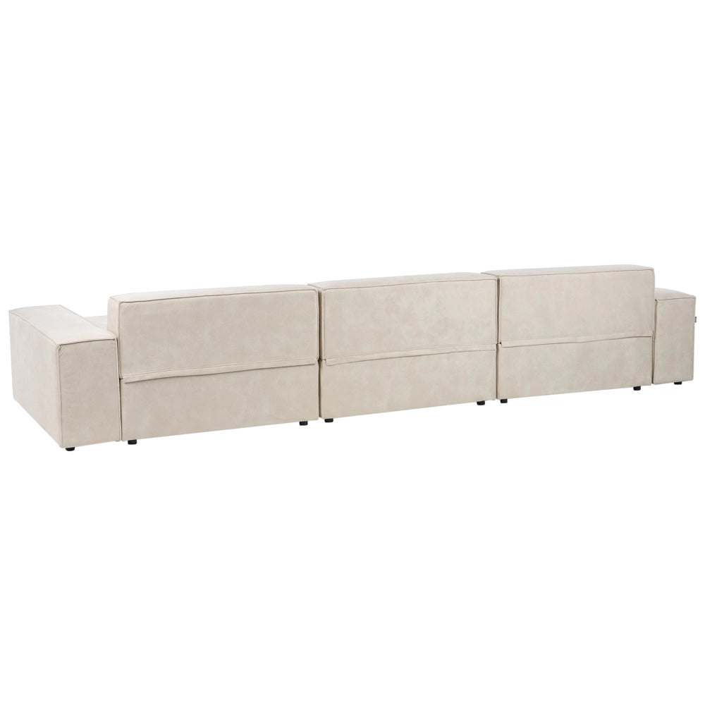 Divano angolare modulare a 3 posti a sinistra Divano componibile in velluto beige con gambe nere Soggiorno moderno