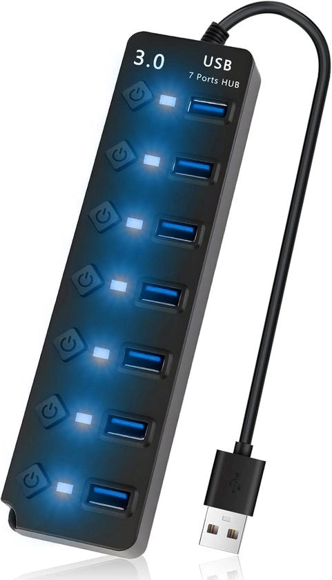 Hub USB con alimentazione – Hub USB – Hub USB alimentato – Divisore USB – Più porte USB – Caricamento e trasferimento dati – Laptop e PC – Lavoro da casa – Ufficio – Accessori – Universale