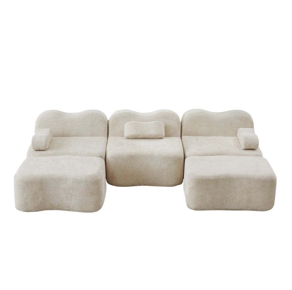 Divano angolare modulare a U in velluto; schiuma 32D; beige