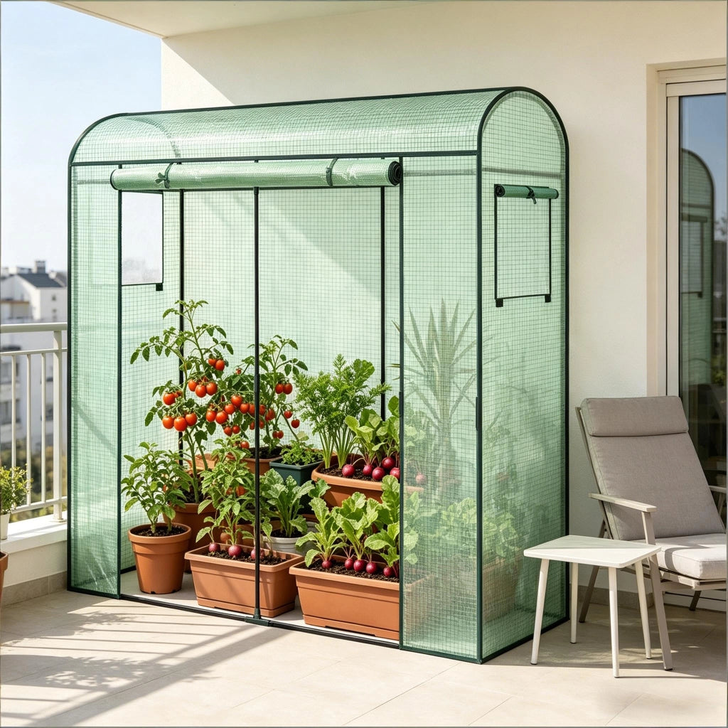 SERRA da giardino 170x68x200 cm in acciaio e PE verde