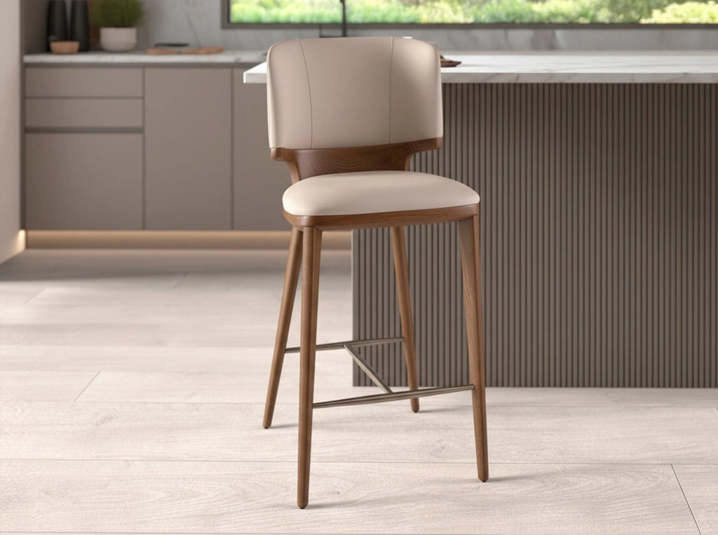 Sgabello similipelle crema