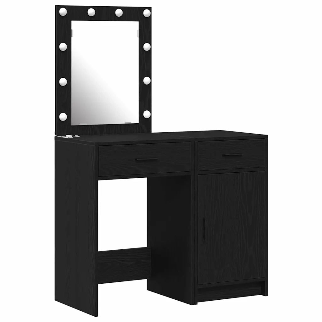 Toeletta | Tavolo da Trucco 2 pz Nero 50 x 41 x 135 cm Legno multistrato