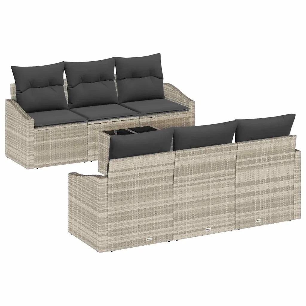 Set di divani 7 pcs Grigio chiaro e grigio scuro polyrattan