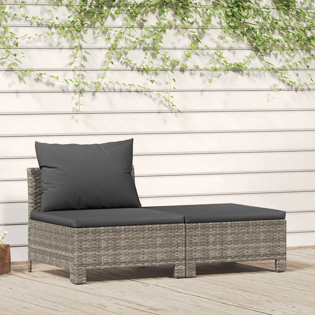 Set da giardino 2 pezzi con cuscini grigio in polyrattan 362690