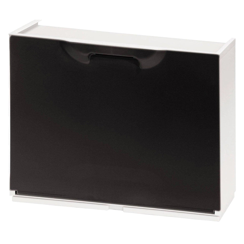 Scarpiera con 1 anta a ribalta in Avon, Mobiletto componibile da interno o esterno, 100% Made in Italy, cm 51x18h40, colore Marrone