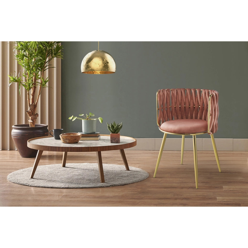 Set di 2 sedie Milla 100 in velluto rosa antico e oro