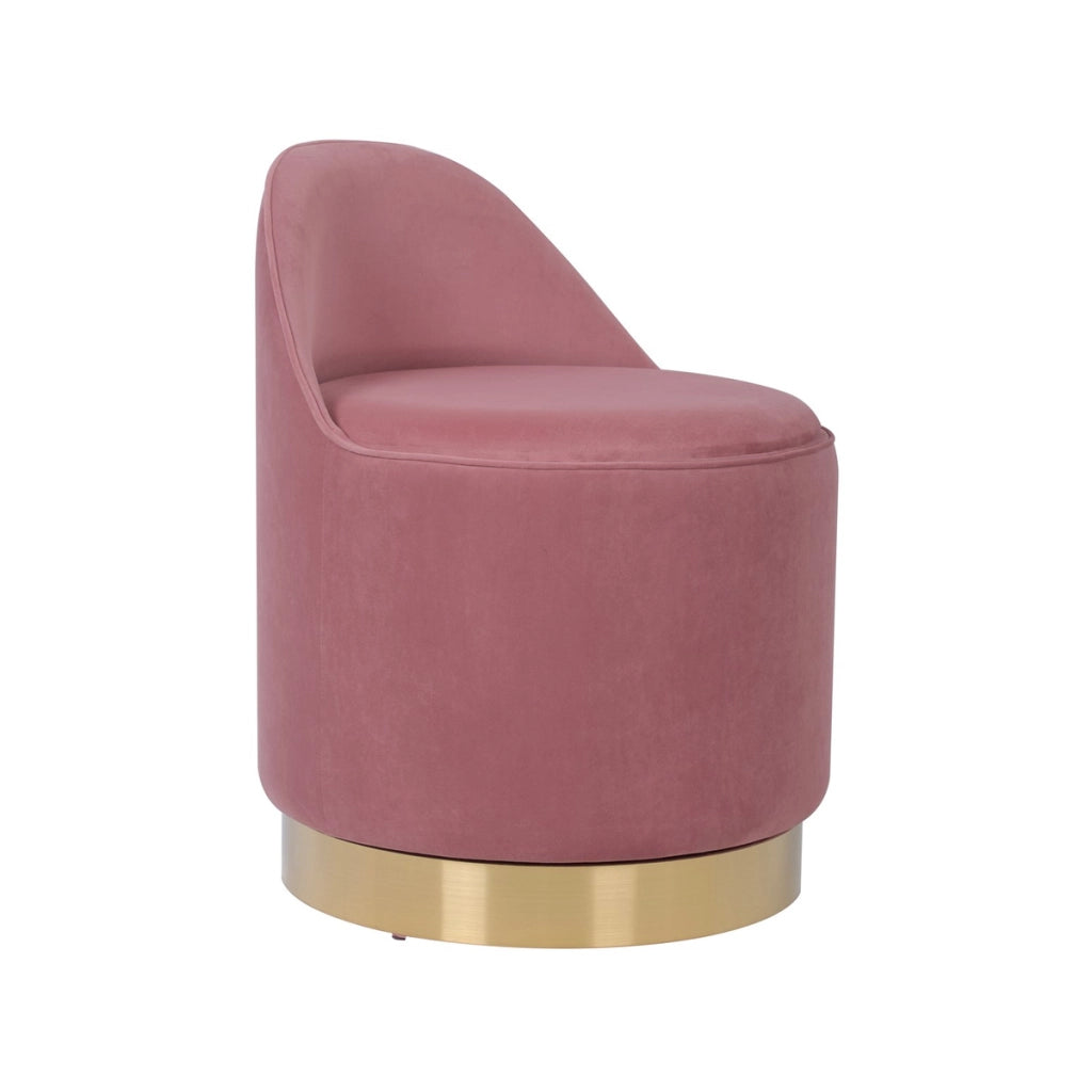 Pouf Girevole Viktor in Velluto Rosa Antico