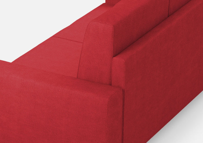 Divano Angolare 5 Posti 246x246x85 cm Sakar in Tessuto Rosso