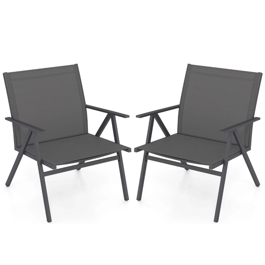Set di 2 sedie da giardino da terrazza 67 x 61,5 x 78 cm comfort ergonomico design moderno tessuto grigio 20_0012425