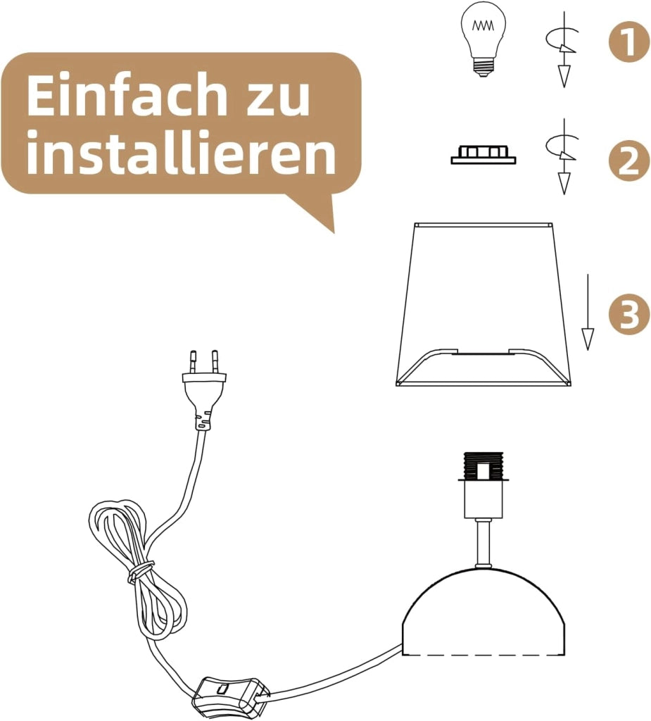 ZMH Lampada da comodino moderna bianca E14 lampada da tavolo per camera da letto o soggiorno (lampadina non inclusa)