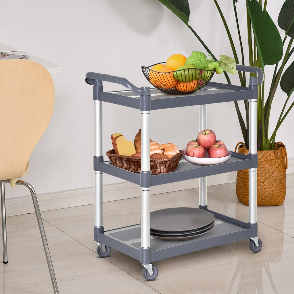 Carrello Portaoggetti 3 Livelli ¨C zephmum ¨C Grigio 88x44x93 cm