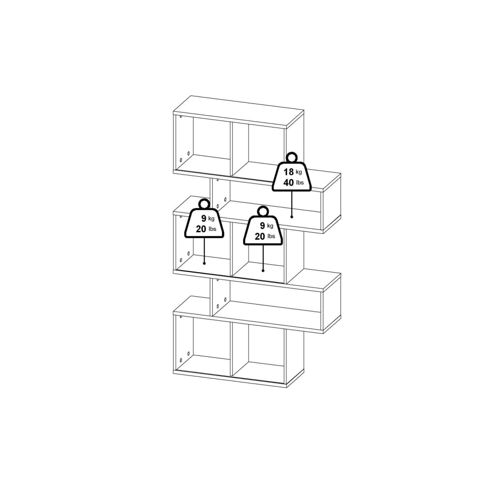 Libreria Acetosella, Scaffale da ufficio, Mobile portalibri, Biblioteca, 96x32 h166 cm, Rovere e Nero
