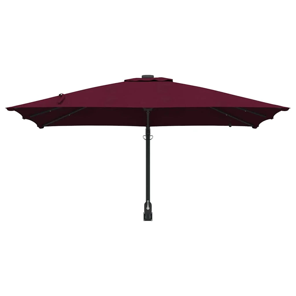 Moderno ombrellone da giardino basculante 248,5 x 247,5 x 160 cm con pratica illuminazione a LED in poliestere bordeaux 02_0058654