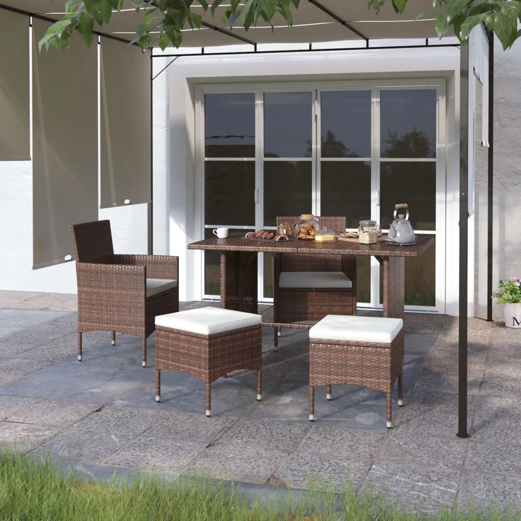 Set Sedie da Giardino e Poggiapiedi 4 pz | Sedie da Esterno in Polyrattan Marrone