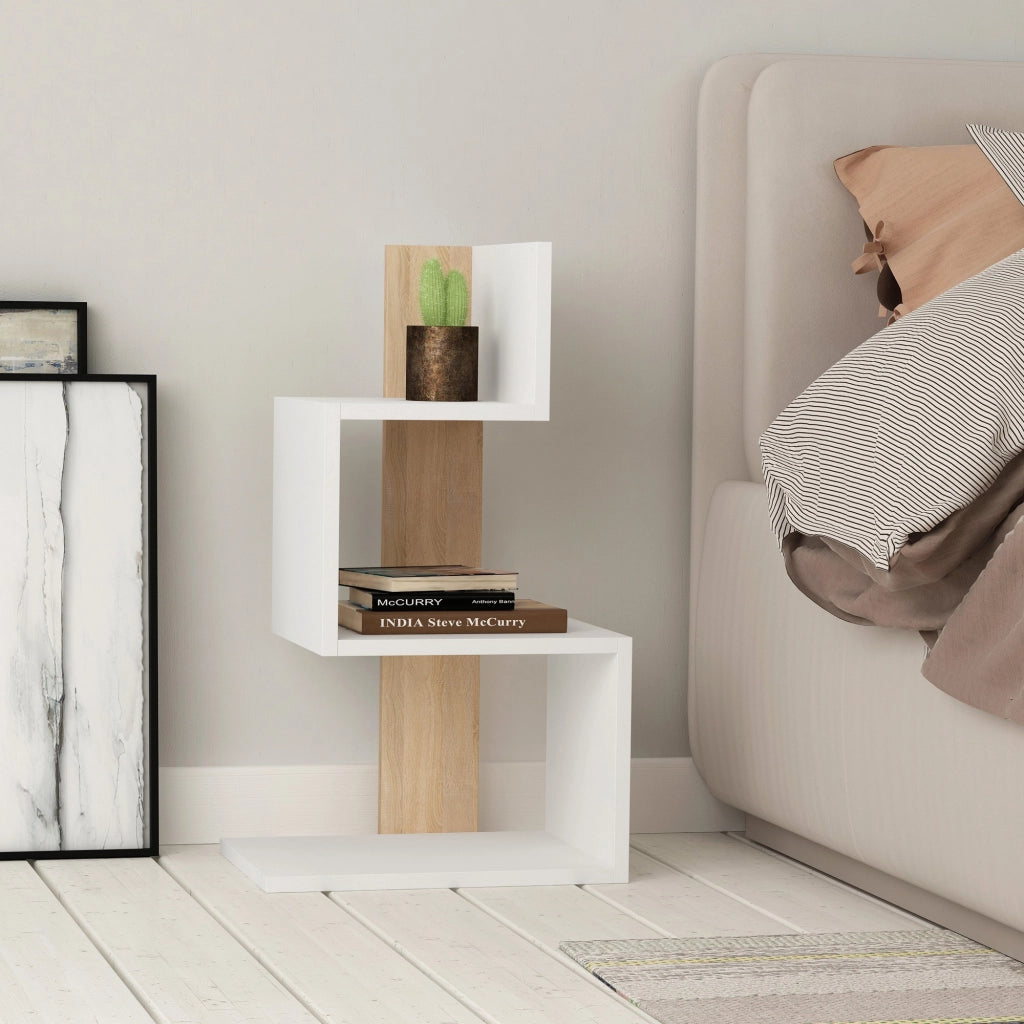 Tavolino laterale in legno "Rosie" - 42 x 30 x 72 cm - Rovere bianco