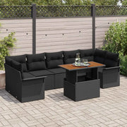 Set Divano da Giardino con archiviazione 8 pcs Nero Poly Rattan 3358039