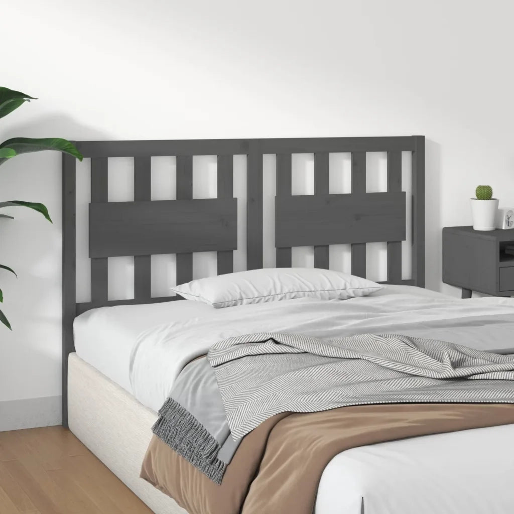 Testiera per Letto Grigia 125,5x4x100 cm Legno Massello di Pino 818562