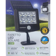 Trade Shop - Faretto Solare Led Luce Naturale Con Pannello Orientabile Sensore Movimento Crepuscolare -