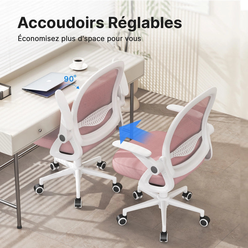 Sedia da ufficio-Sedia da ufficio in  con braccioli-Sedia ergonomica in rete traspirante-Altezza regolabile-Home Office-Rosa