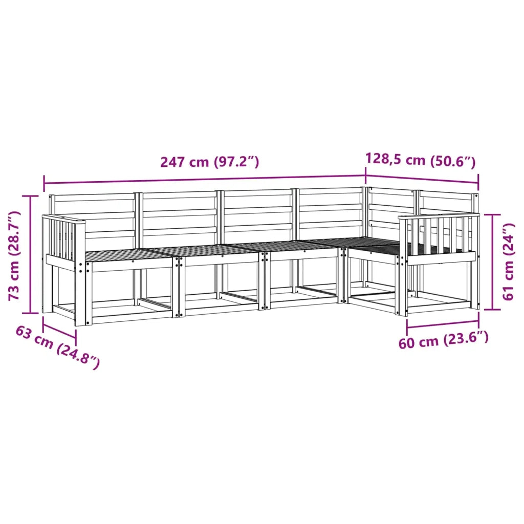 Set di divani da esterno 5 pcs Bianco Legno di Acacia Massello 3387623