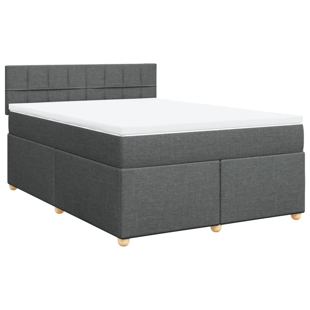 Giroletto a Molle con Materasso Grigio Scuro 160x200 cm Tessuto