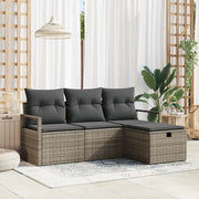 Set di divani con cuscino 4 pcs Grigio polyrattan