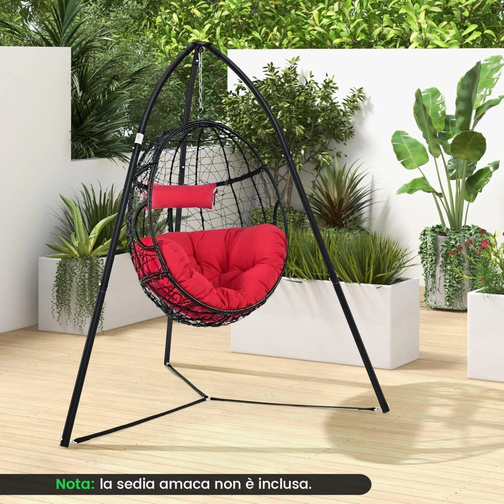 Supporto per Sedia Sospesa, Supporto per Sedia Altalena in Metallo con Catena Sospesa, Supporto per Altalena a Triangolo, Portata 200 kg, per Patio, Giardino