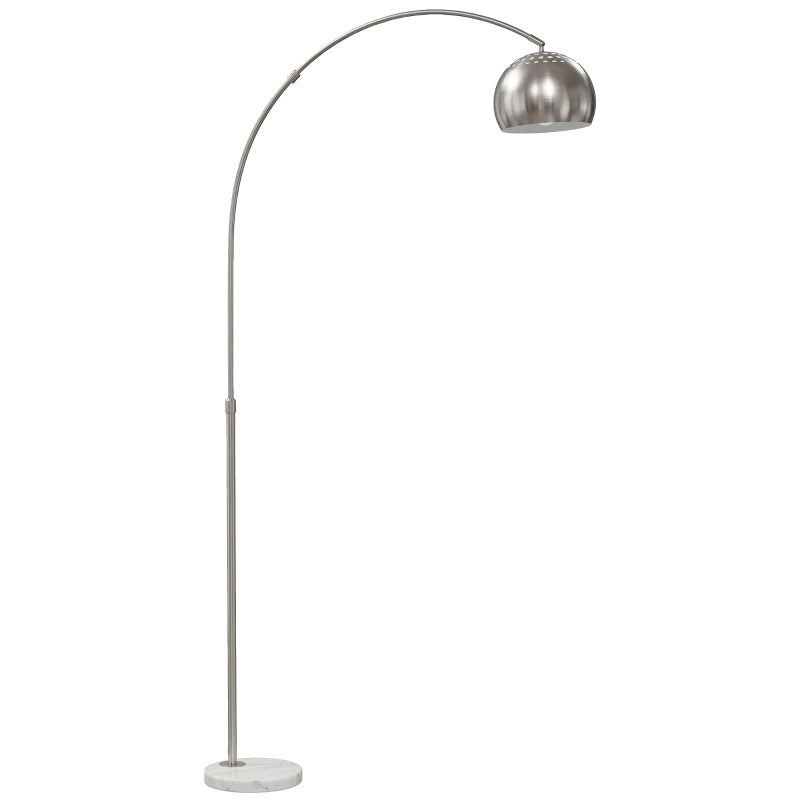 Lampada da terra ad arco 167 cm, base in marmo, colore argento