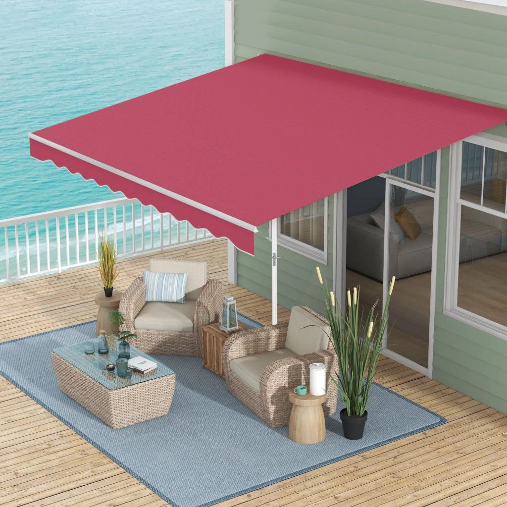Tenda da Sole Esterno Avvolgibile ¨C zephmum ¨C 4x2.5m Rosso Scuro Metallo Alluminio