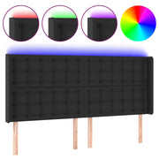 Testiera | Testata a LED Nera 147x16x118/128 cm in Similpelle