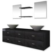 Set di mobili da bagno 150 x 45 x 45 cm 2 lavabi 2 specchi design moderno in legno composito nero 02_0046361