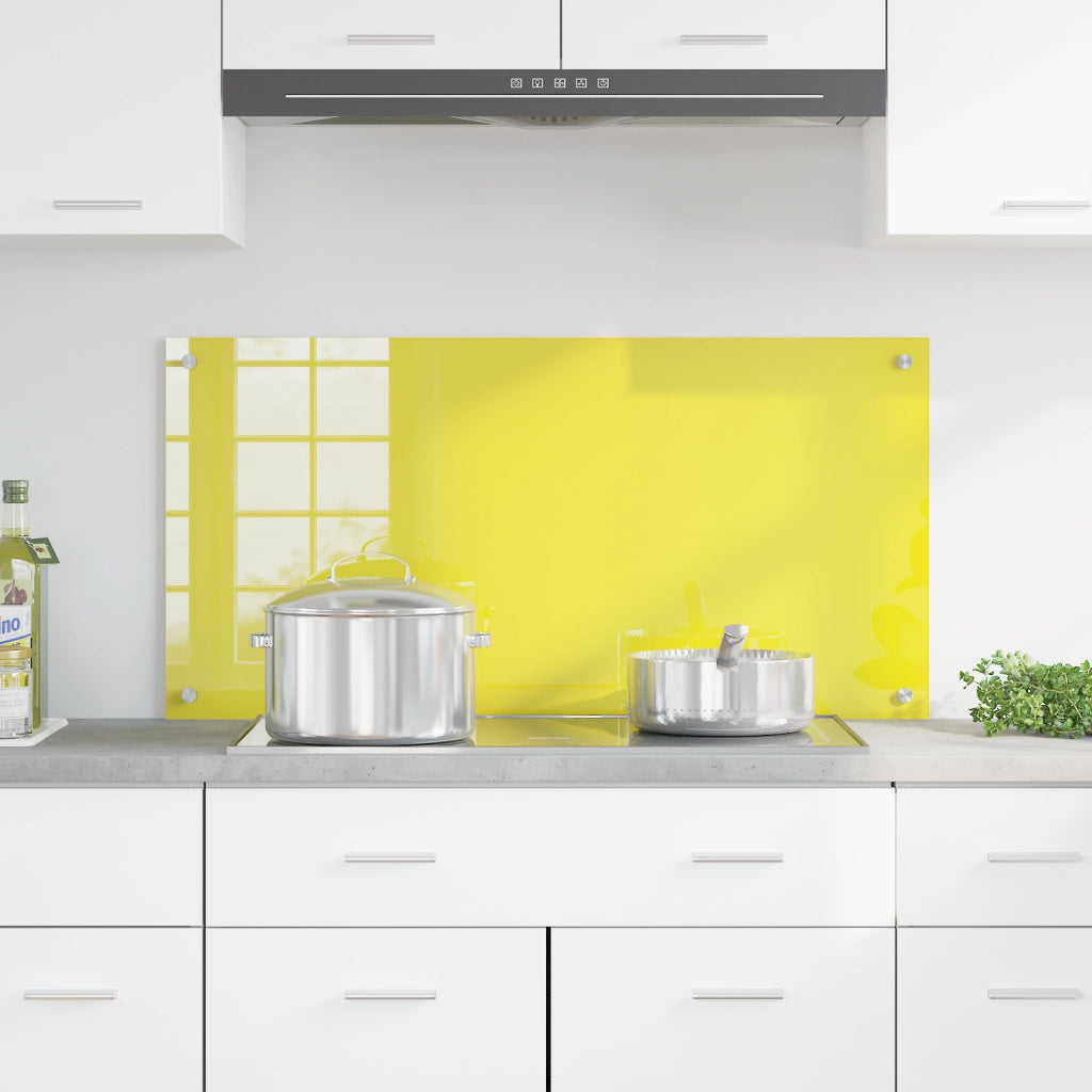 Schienale da cucina  Giallo 100x50x0,6 cm in vetro temperato