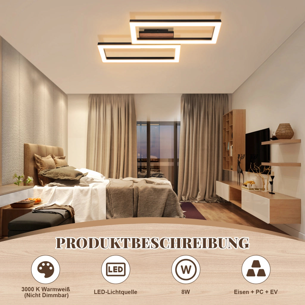 ZMH Lampada da soffitto LED 8W moderna 49CM 3000K luce calda quadrata effetto legno soggiorno camera da letto corridoio