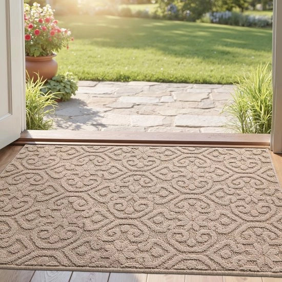 Matto di ingresso 44 x 76 cm - Matto di ingresso anti-slip - Matto di ingresso assorbente - Profilo basso - Matto di ingresso beige